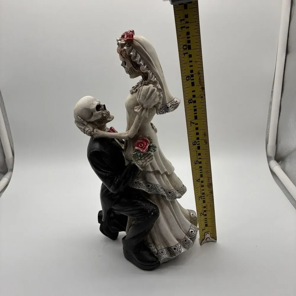 Skeleton Bride And Groom In Love. Goth, Halloween, Day Of The Dead Decor 12”